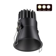 358909 SPOT NT22 442 черный Встраиваемый светодиодный светильник с переключателем цветовой температуры IP20 LED 3000К4000К6000К 12W 220V LANG