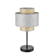 8043/1T MODERNI LN25 266 черный/серый/бежевый, металл/текстиль/ротанг Настольная лампа Е27 1*60W 220V LAUNA