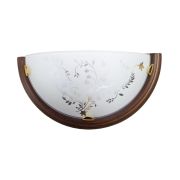 0187 GL-WOOD SN Бра стекло/белое/корич. E27 1*100Вт 360х180 KUSTA WOOD