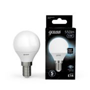 Лампа Gauss Шар 6.5W 550lm 4100K E14 LED 1/10/100