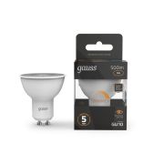Лампа Gauss MR16 5W 500lm 3000K GU10 диммируемая LED 1/10/100